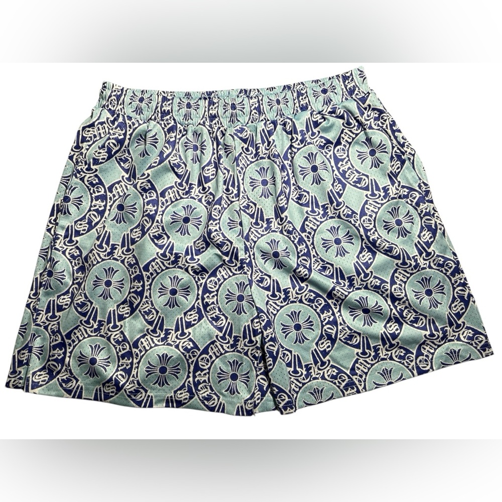 OB‎ men's blue cross Patterned mesh shorts streetwear pockets adjustable size XL